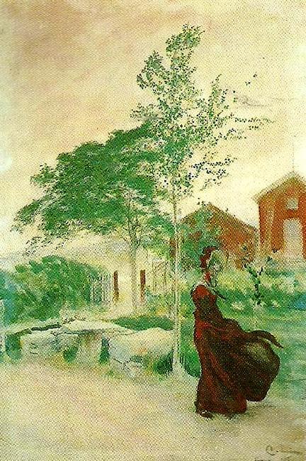 Carl Larsson i blasten-ett vindkast-stina oil painting image